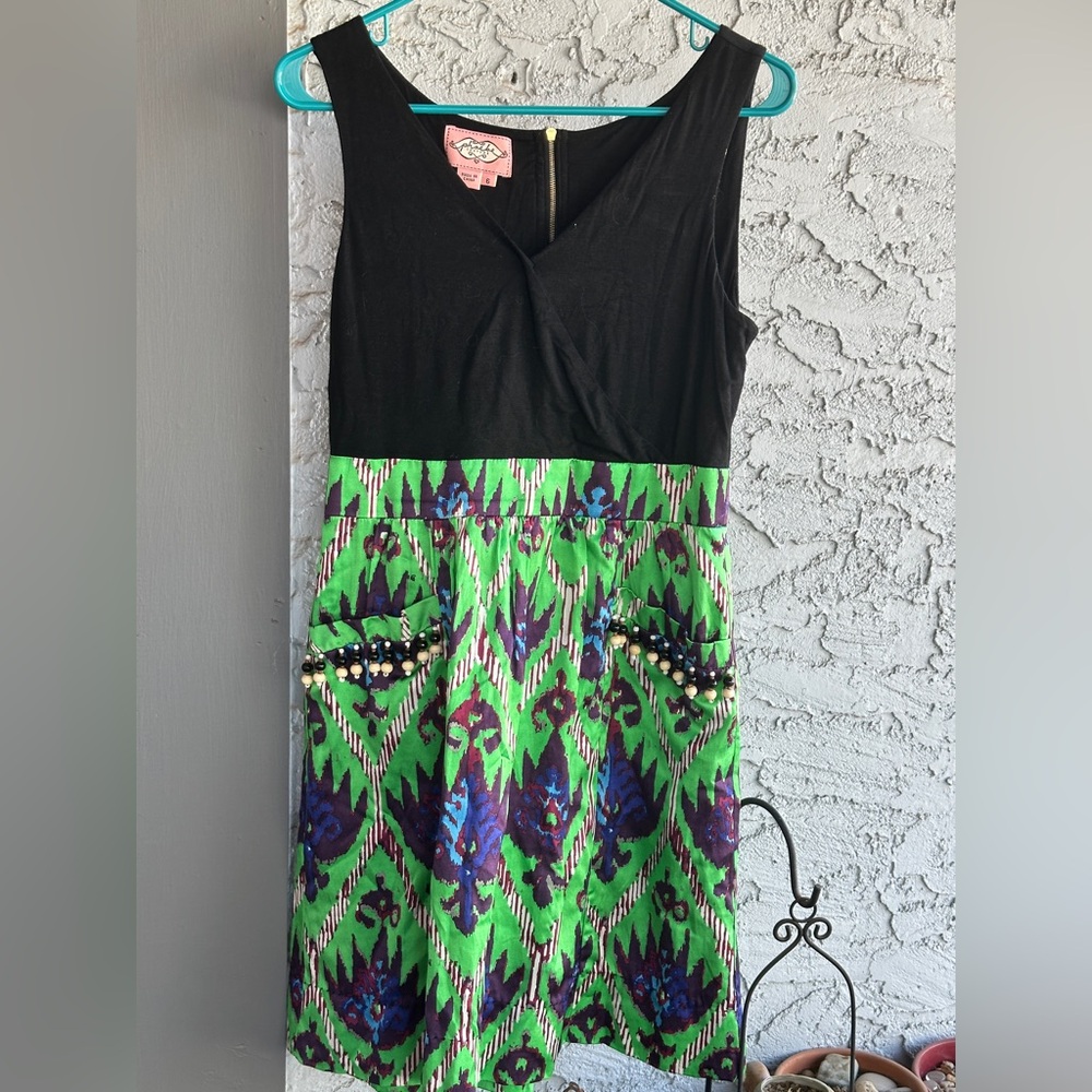 Phoebe Couture Mixed Media Sleeveless Dress